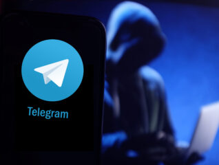 Smart,Phone,With,The,Telegram,Logo,,Is,A,Messaging,And
