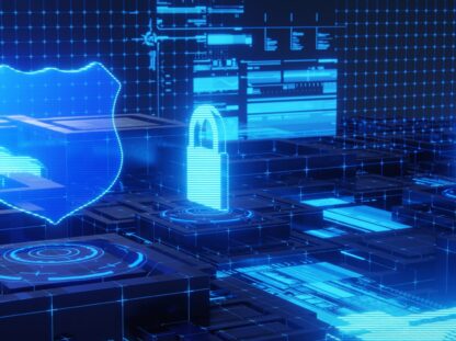 Concept of cybersecurity and data protection. 3D rendering Concept of cybersecurity and data protection. 3D rendering